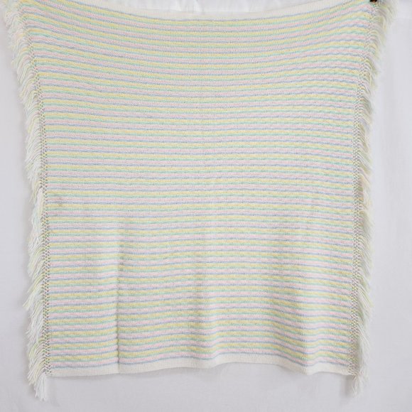 VINTAGE Timeless Cozy Hand Crocheted Blanket Fringe Throw Patel Colors 44 x 46. - Picture 2 of 16